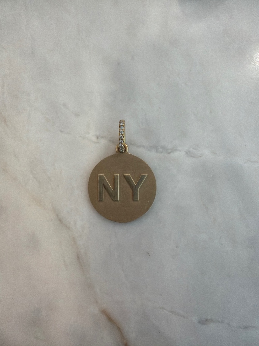 NY 14K Gold Diamond Pendant Charm